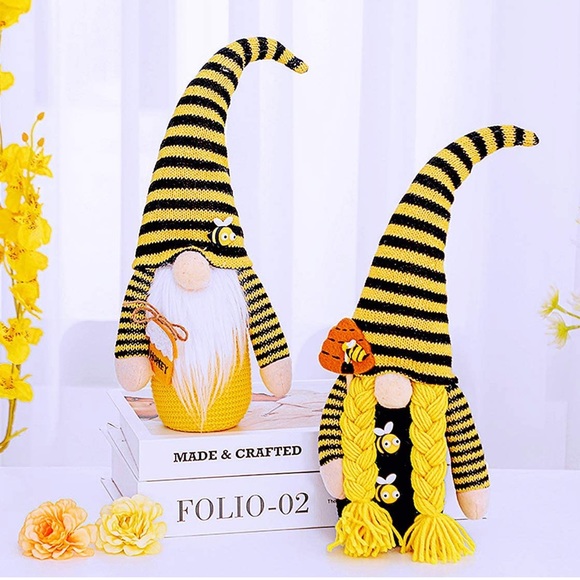 Other - Bee Gnome Scandinavian Home Bee Decor Set of 2 for Farmhouse Kitchen Shelf